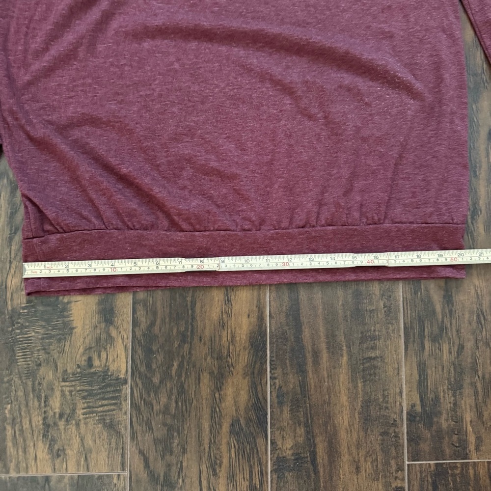 Halife XLWine Red Long Sleeve Boat Neck Off Shoulder Blouse - Picture 8 of 8